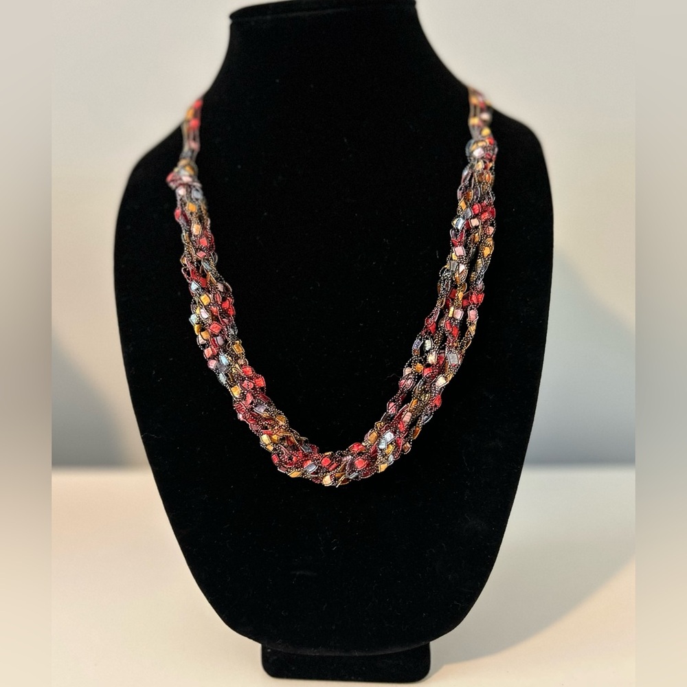 Multicolor Rainbow Ladder Ribbon Necklace